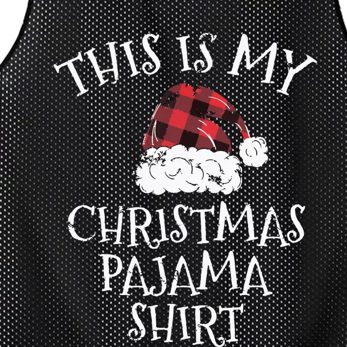 This Is My Christmas Pajama Shirts Christmas Plaid Hat Gift Mesh Reversible Basketball Jersey Tank