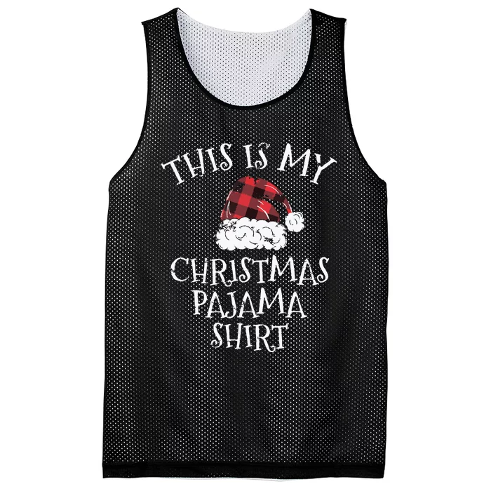 This Is My Christmas Pajama Shirts Christmas Plaid Hat Gift Mesh Reversible Basketball Jersey Tank