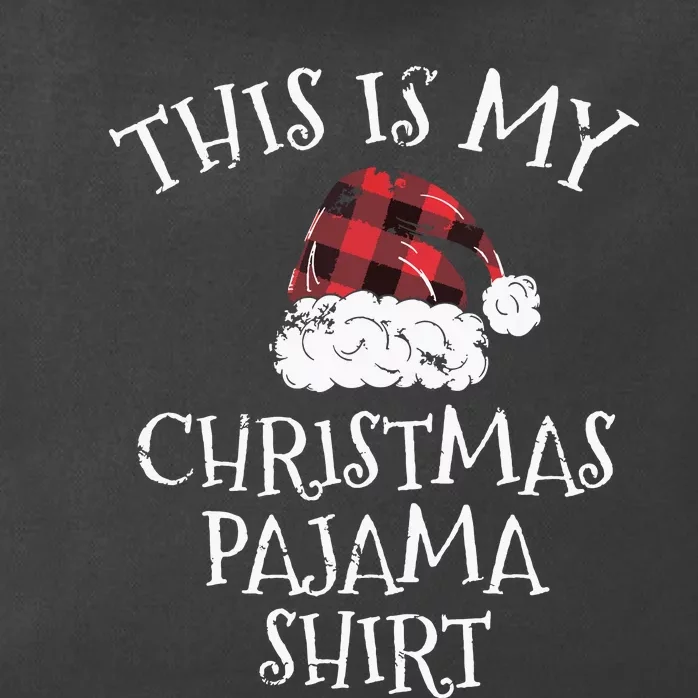 This Is My Christmas Pajama Shirts Christmas Plaid Hat Gift Zip Tote Bag