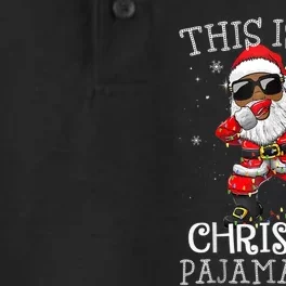 This Is My Christmas Pajama Dabbing African American Santa Dry Zone Grid Performance Polo