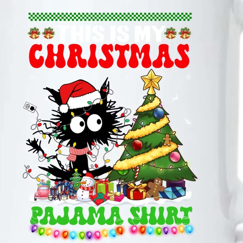 This Is My Christmas Pajama Santa Cats Christmas Gift Black Color Changing Mug