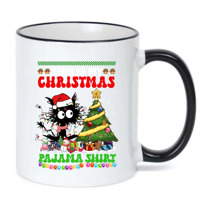 This Is My Christmas Pajama Santa Cats Christmas Gift Black Color Changing Mug