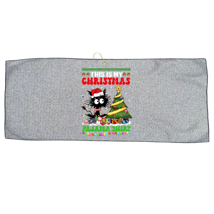 This Is My Christmas Pajama Santa Cats Christmas Gift Large Microfiber Waffle Golf Towel