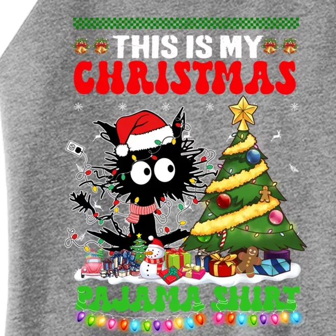 This Is My Christmas Pajama Santa Cats Christmas Gift Women’s Perfect Tri Rocker Tank