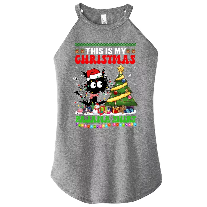 This Is My Christmas Pajama Santa Cats Christmas Gift Women’s Perfect Tri Rocker Tank