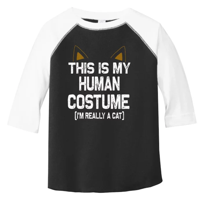 This Is My Human Costume Im Really A Cat Halloween Toddler Fine Jersey T-Shirt