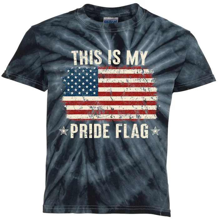 This Is My Pride Flag USA American 4th Of July Patriotic Kids Tie-Dye T-Shirt