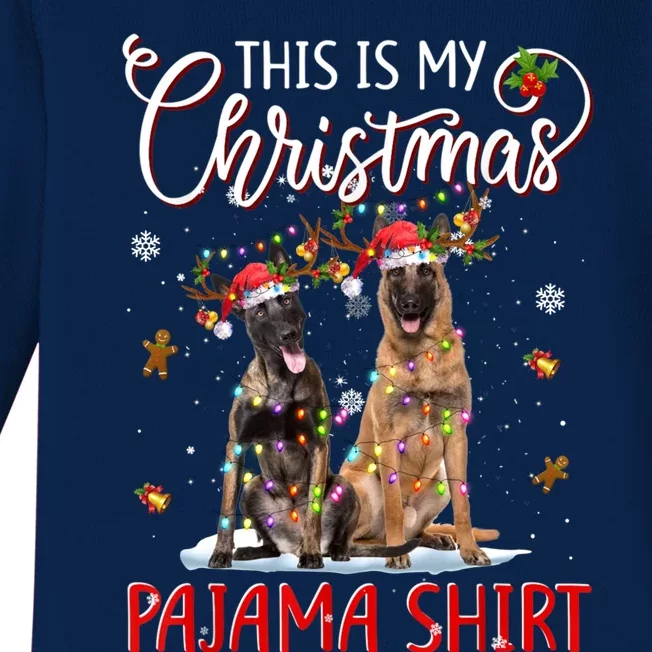 This Is My Christmas Pajama Funny Gift Belgian Malinois Christmas Gift Baby Long Sleeve Bodysuit