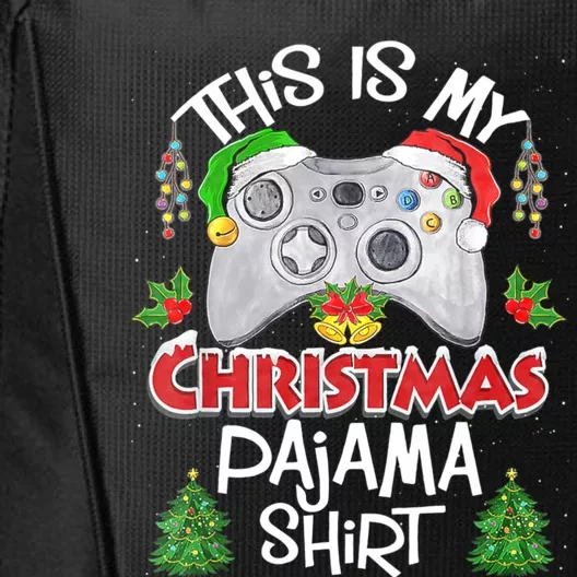 This Is My Christmas Pajama Santa Hat Gamer Video Game Games City Backpack