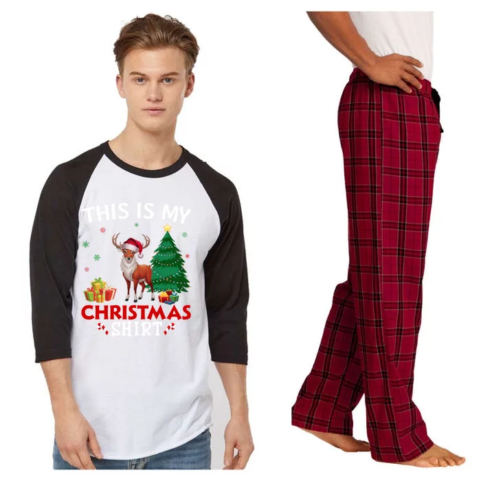 This Is My Deer Santa Hat Christmas Pajama Gift Raglan Sleeve Pajama Set