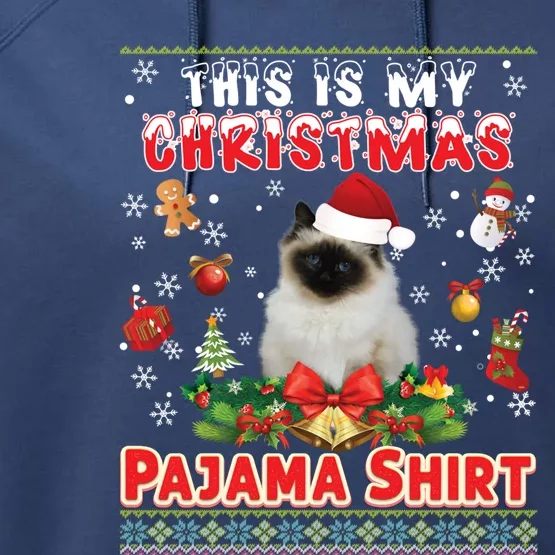 This Is My Christmas Pajama Gift Bir Cat Ugly Sweater Cool Gift Performance Fleece Hoodie