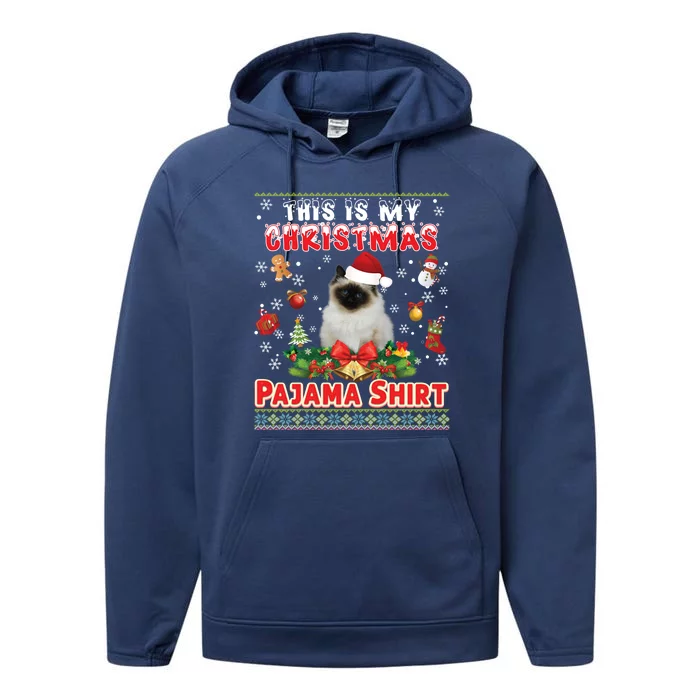 This Is My Christmas Pajama Gift Bir Cat Ugly Sweater Cool Gift Performance Fleece Hoodie