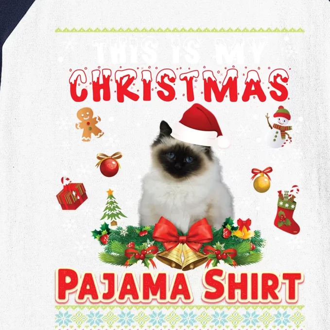 This Is My Christmas Pajama Gift Bir Cat Ugly Sweater Cool Gift Baseball Sleeve Shirt