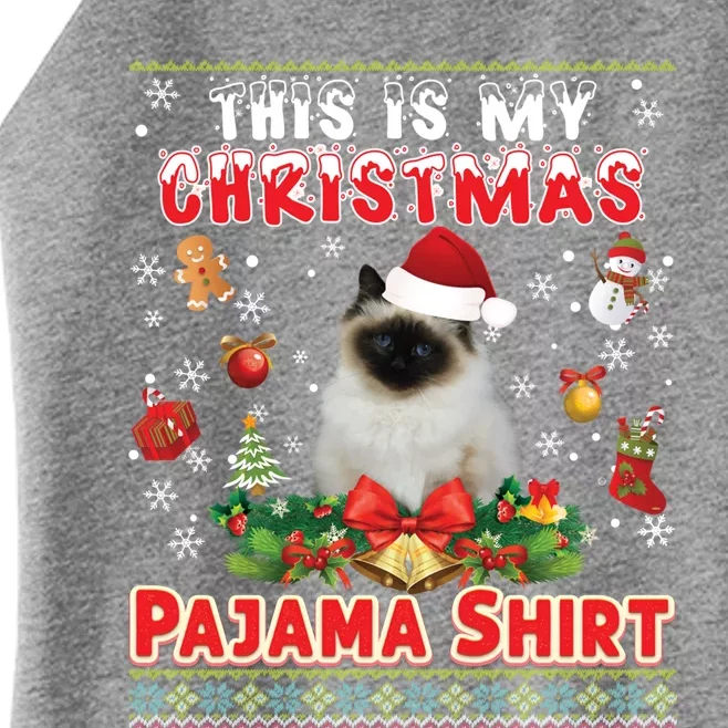 This Is My Christmas Pajama Gift Bir Cat Ugly Sweater Cool Gift Women’s Perfect Tri Rocker Tank