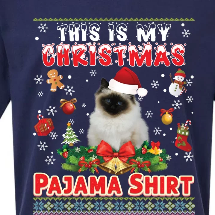 This Is My Christmas Pajama Gift Bir Cat Ugly Sweater Cool Gift Sueded Cloud Jersey T-Shirt