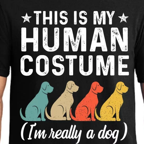 This Is My Human Costume I'm Really A Dog Retro Halloween Pajama Set