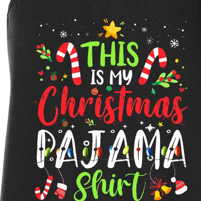 This Is My Christmas Pajama Matching Family Pajamas Women's Racerback Tank