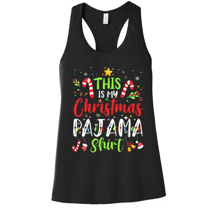 This Is My Christmas Pajama Matching Family Pajamas Women's Racerback Tank