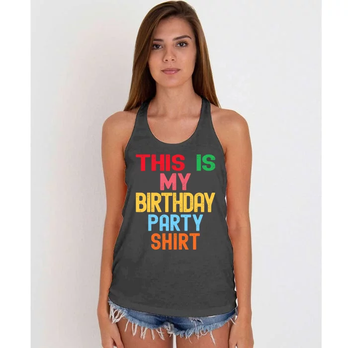 This Is My Birthday Party Women's Knotted Racerback Tank