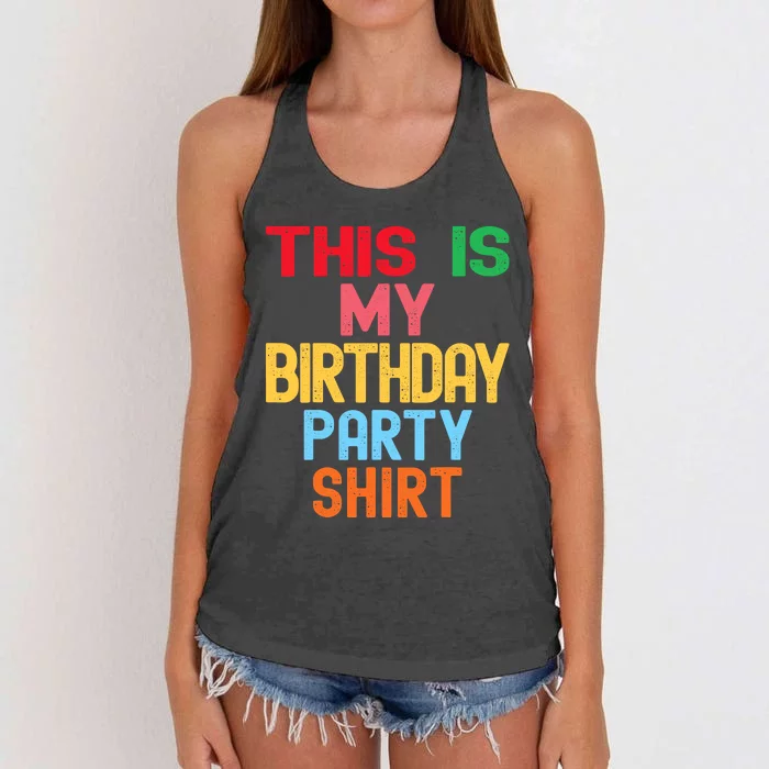 This Is My Birthday Party Women's Knotted Racerback Tank