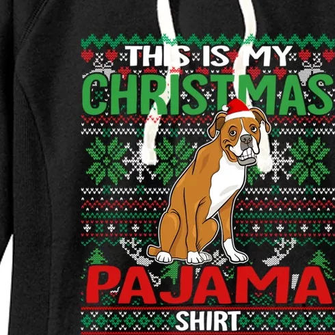 This Is My Christmas Boxer Dog Pajama Merry Xmas Cool Gift Women's Fleece Hoodie