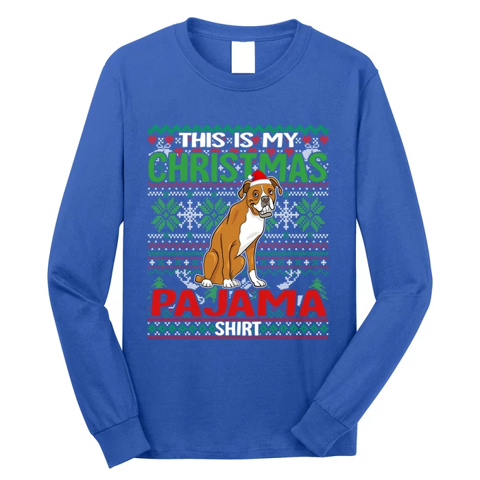 This Is My Christmas Boxer Dog Pajama Merry Xmas Cool Gift Long Sleeve Shirt