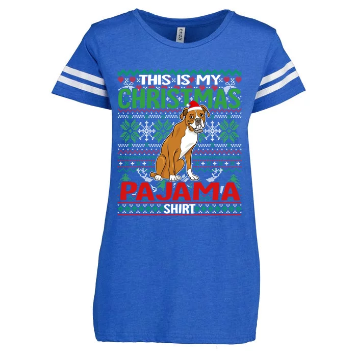 This Is My Christmas Boxer Dog Pajama Merry Xmas Cool Gift Enza Ladies Jersey Football T-Shirt