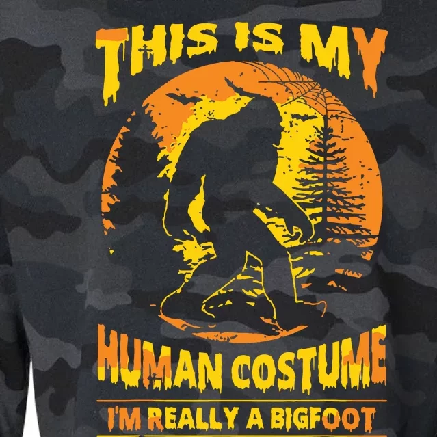 This Is My Human Costume I'm Really A Bigfoot Cropped Pullover Crew