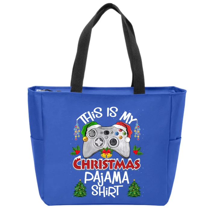 This Is My Christmas Pajama Santa Hat Gamer Video Game Games Gift Zip Tote Bag