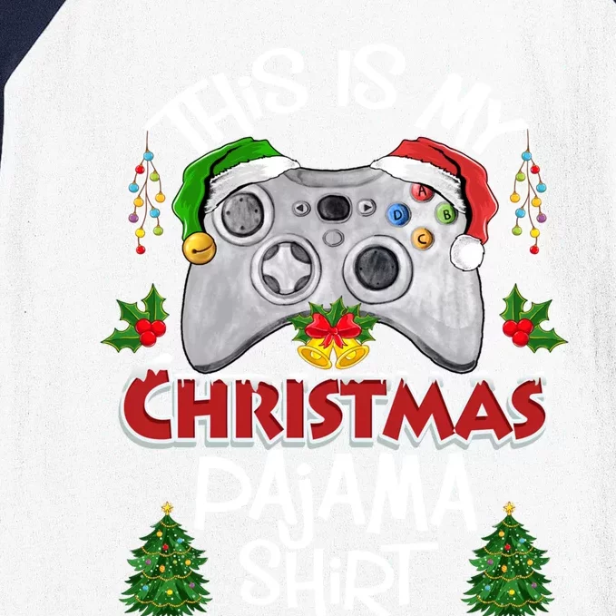 This Is My Christmas Pajama Santa Hat Gamer Video Game Games Gift Baseball Sleeve Shirt