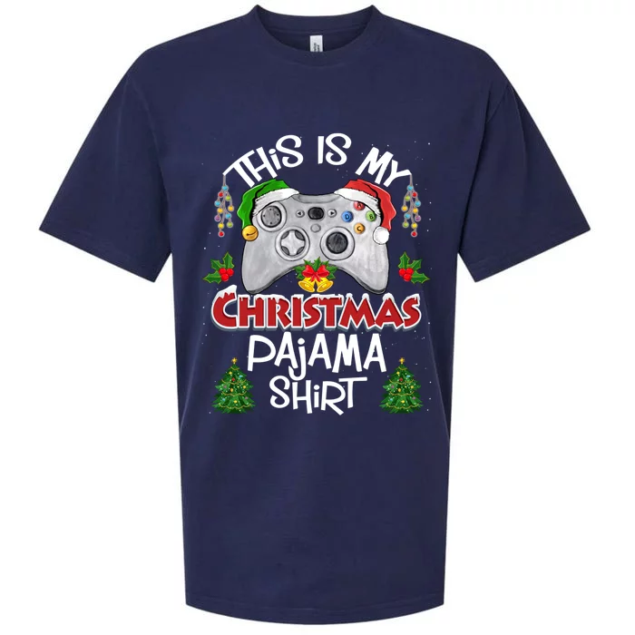 This Is My Christmas Pajama Santa Hat Gamer Video Game Games Gift Sueded Cloud Jersey T-Shirt