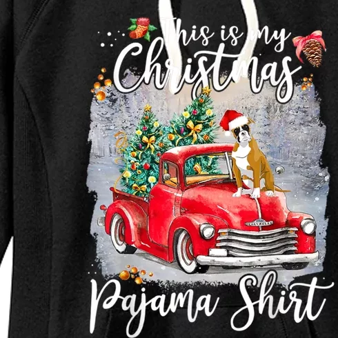 This Is My Christmas Pajama Gift Boxer Dog Xmas Gift Women's Fleece Hoodie