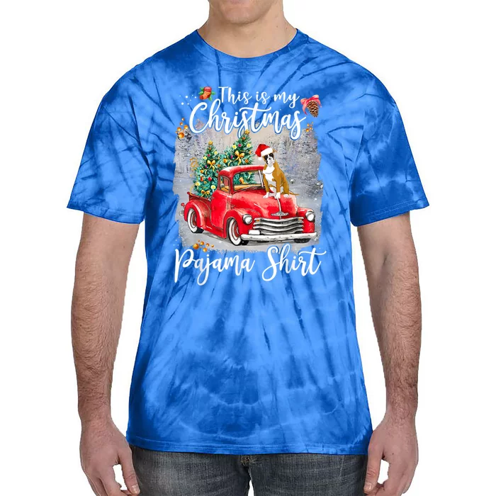 This Is My Christmas Pajama Gift Boxer Dog Xmas Gift Tie-Dye T-Shirt