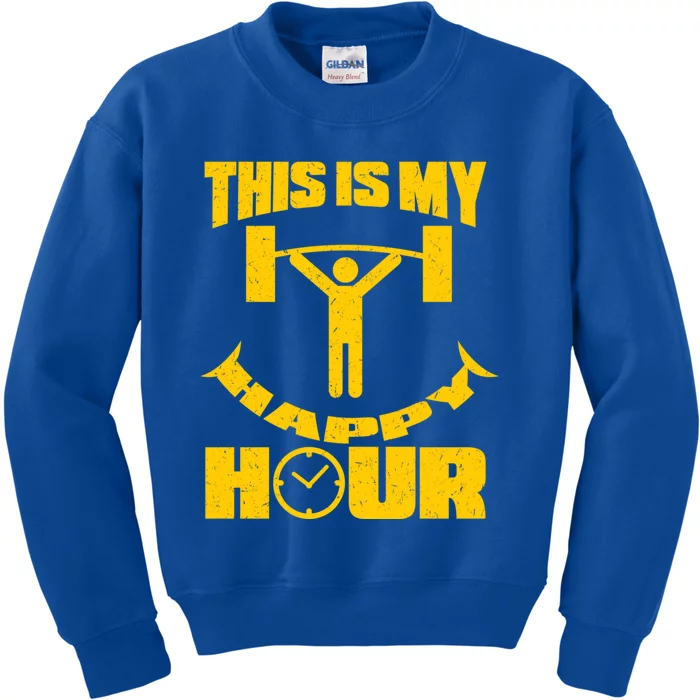 This Is My Happy Hour Funny Fitness Workout Weights Gym Gift Kids Sweatshirt