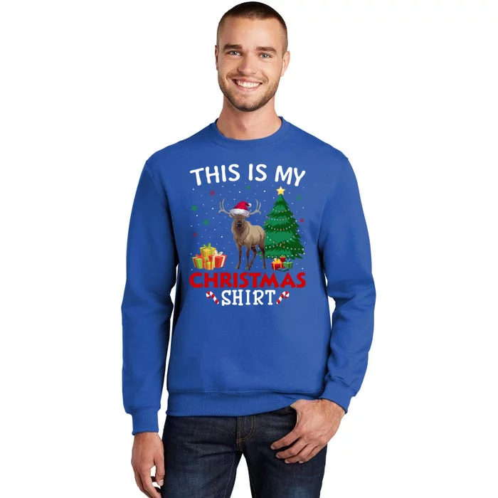 This Is My Elk Santa Hat Christmas Pajama Gift Tall Sweatshirt