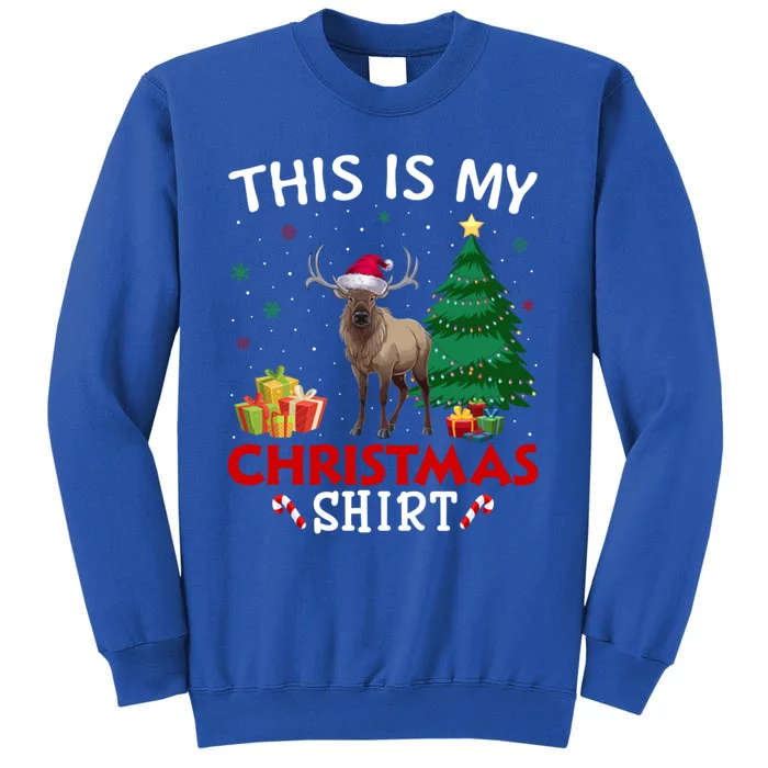 This Is My Elk Santa Hat Christmas Pajama Gift Tall Sweatshirt