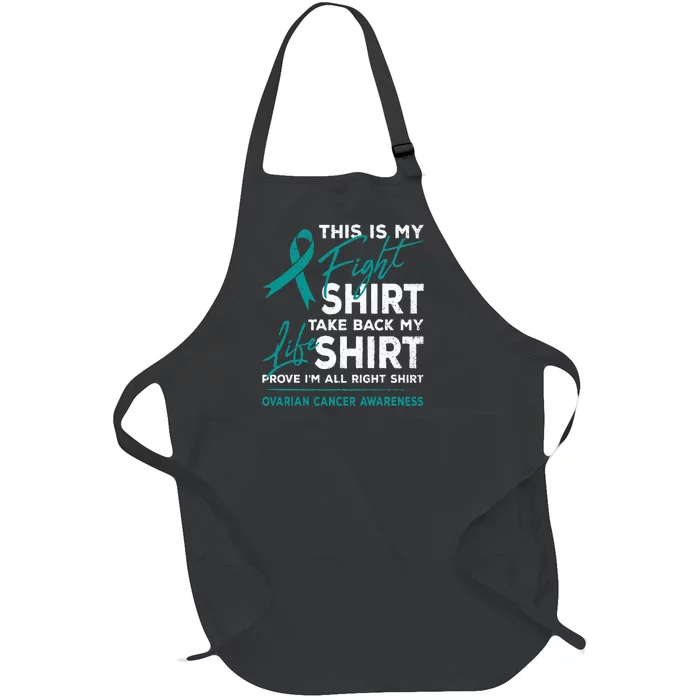 This Is My Fight Ovarian Cancer Awareness Teal Ribbon Full-Length Apron With Pocket