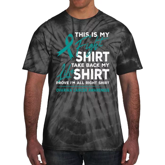 This Is My Fight Ovarian Cancer Awareness Teal Ribbon Tie-Dye T-Shirt