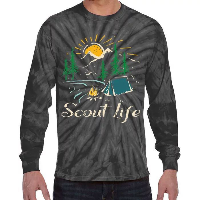 This Is My Camping Happy Camper Scout Life Tie-Dye Long Sleeve Shirt