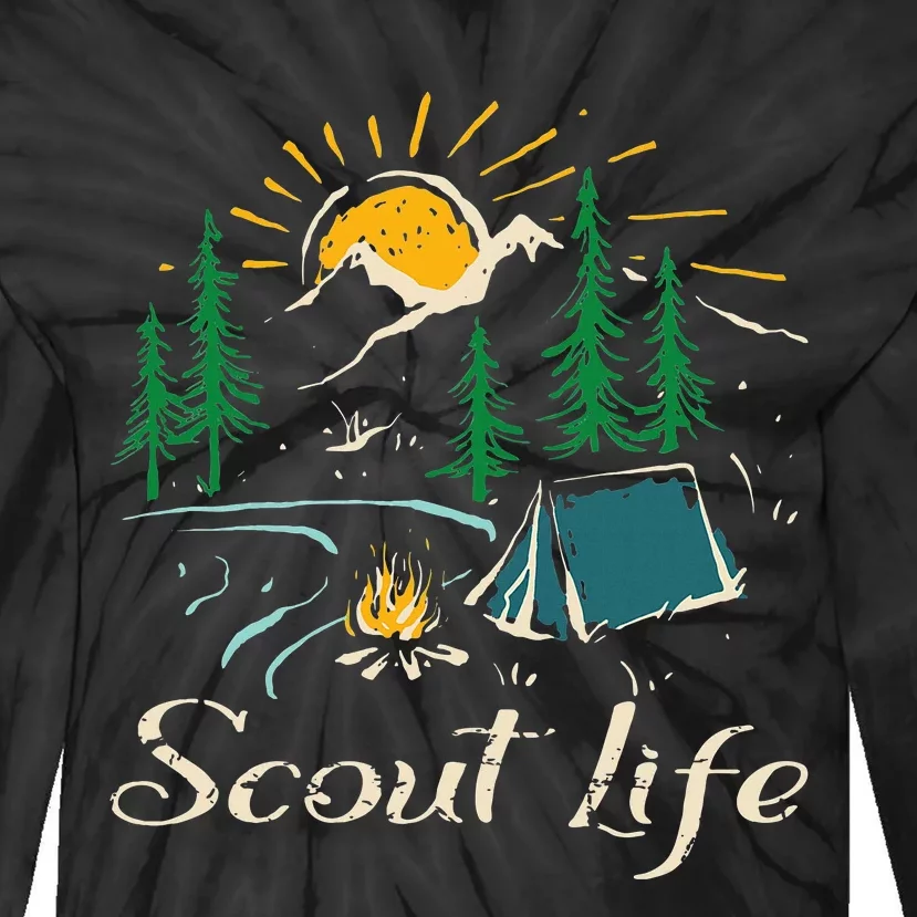 This Is My Camping Happy Camper Scout Life Tie-Dye Long Sleeve Shirt