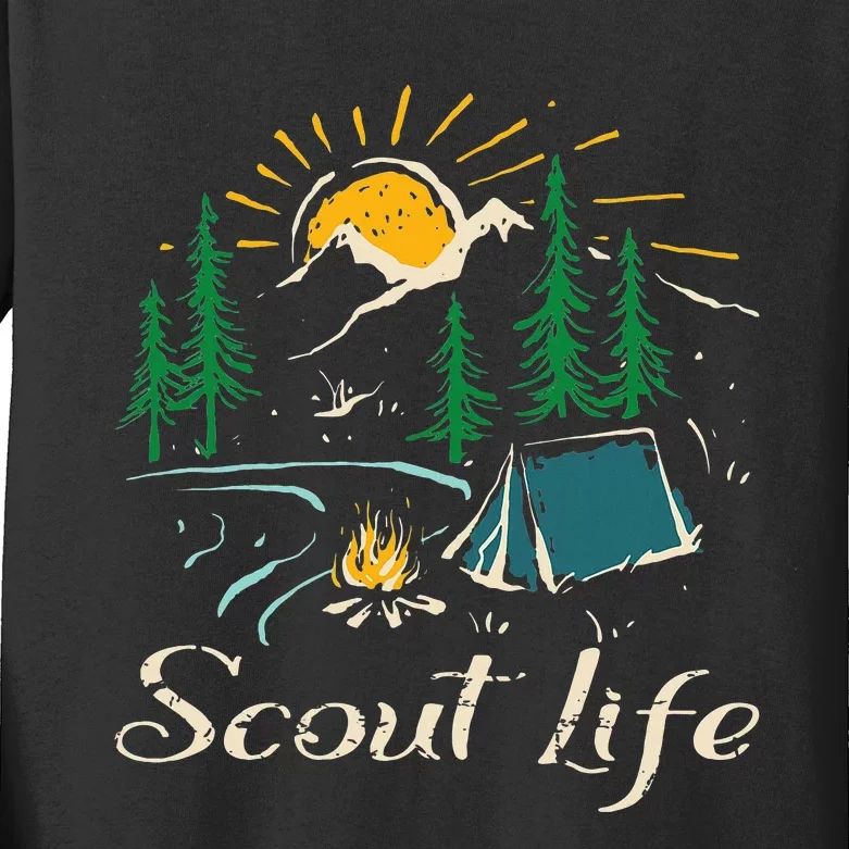 This Is My Camping Happy Camper Scout Life Kids Long Sleeve Shirt