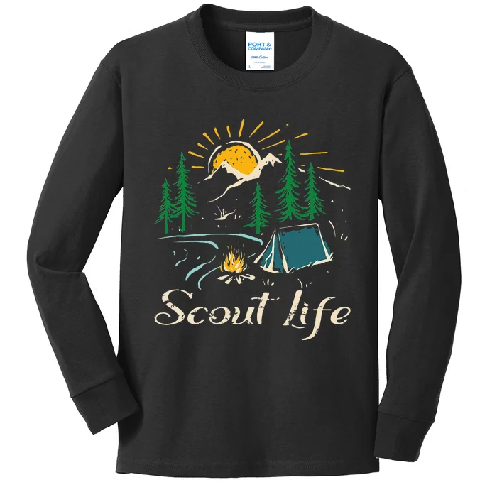 This Is My Camping Happy Camper Scout Life Kids Long Sleeve Shirt