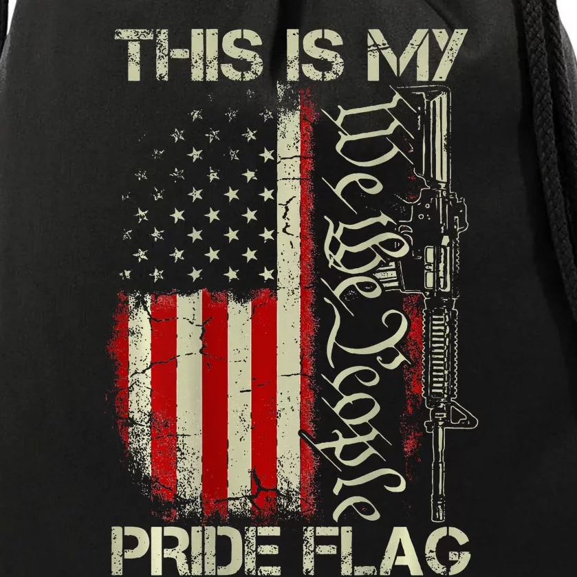 This Is My Pride Flag Usa Patriots Gun American Flag Drawstring Bag