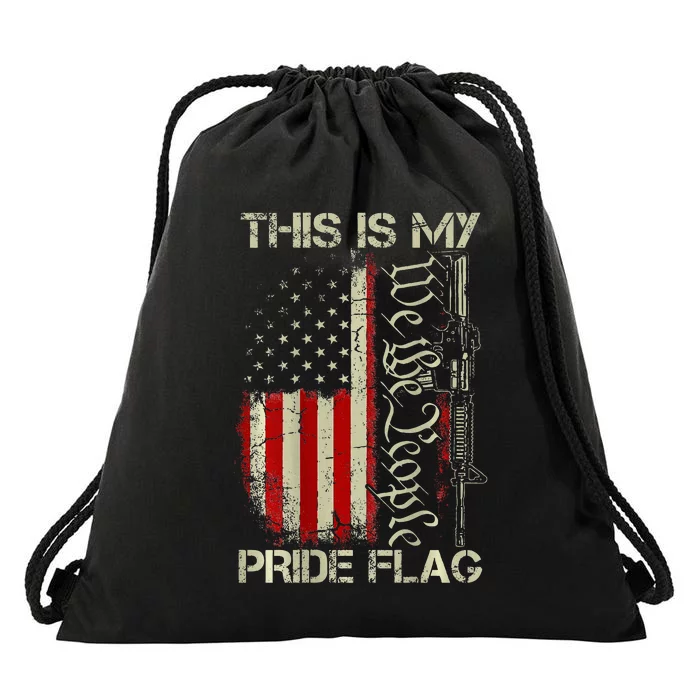 This Is My Pride Flag Usa Patriots Gun American Flag Drawstring Bag