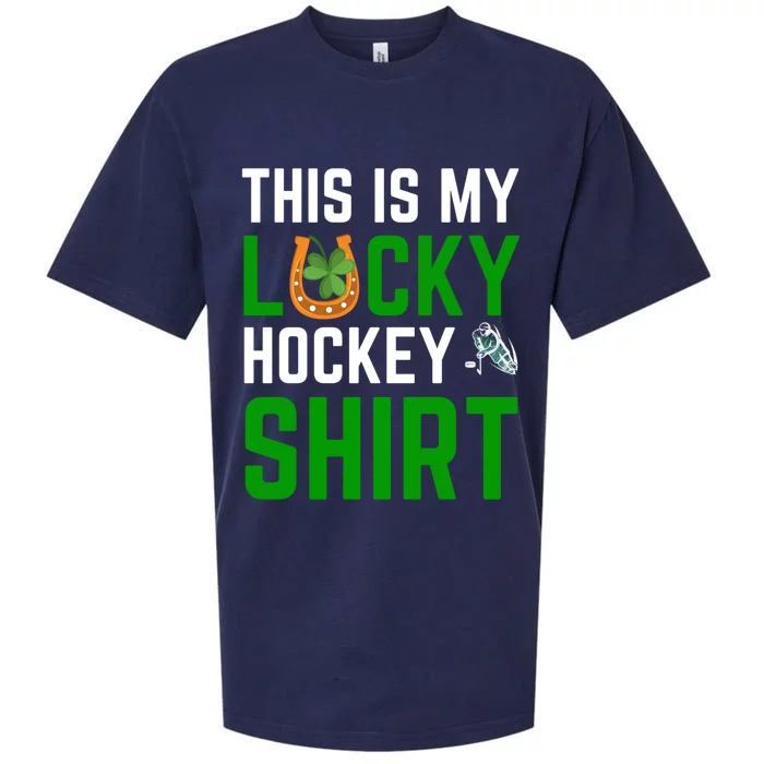 This Is My Lucky Hockey Gift Sport Game St Patrick's Day Funny Gift Sueded Cloud Jersey T-Shirt