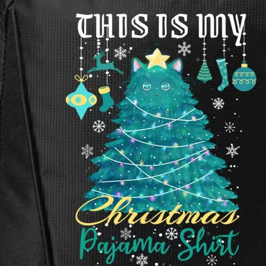 This Is My Christmas Pajama Gift Christmas Cat Tree Meaningful Gift City Backpack