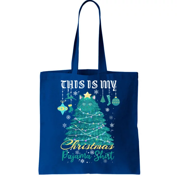 This Is My Christmas Pajama Gift Christmas Cat Tree Meaningful Gift Tote Bag