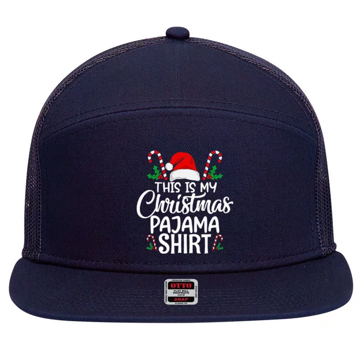 This Is My Christmas Pajama Christmas 7 Panel Mesh Trucker Snapback Hat