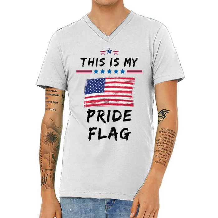 This Is My Pride Flag USA Holiday V-Neck T-Shirt