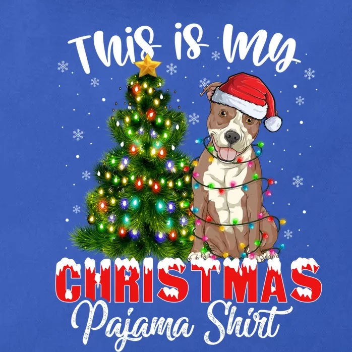 This Is My Christmas Pajama Pitbull Xmas Dog Lover Gift Zip Tote Bag